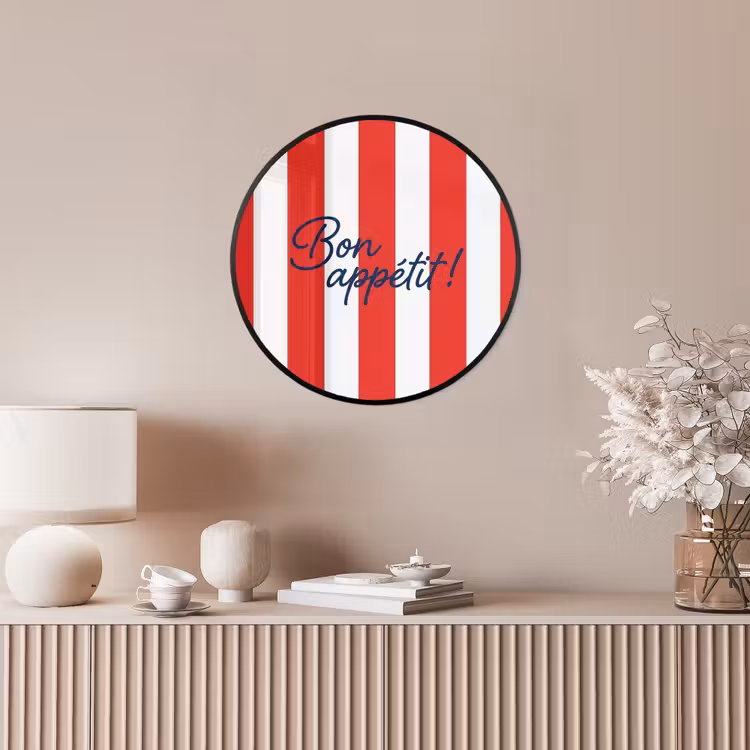 Eten - Spreuk - Keuken - Grafisch - Rood-Wit Fotolijst rond zonder passe partout klein -sfeer3