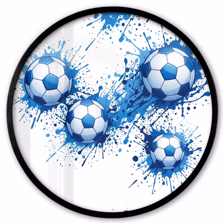 Voetballen - Verf - Sport - Blauw Fotolijst rond zonder passe partout klein -3d