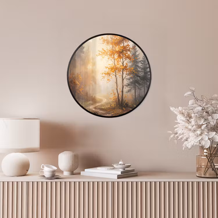 Bospad - Herfstbladeren - Natuur - Schilderachtig - Oranje Fotolijst rond zonder passe partout klein -sfeer3