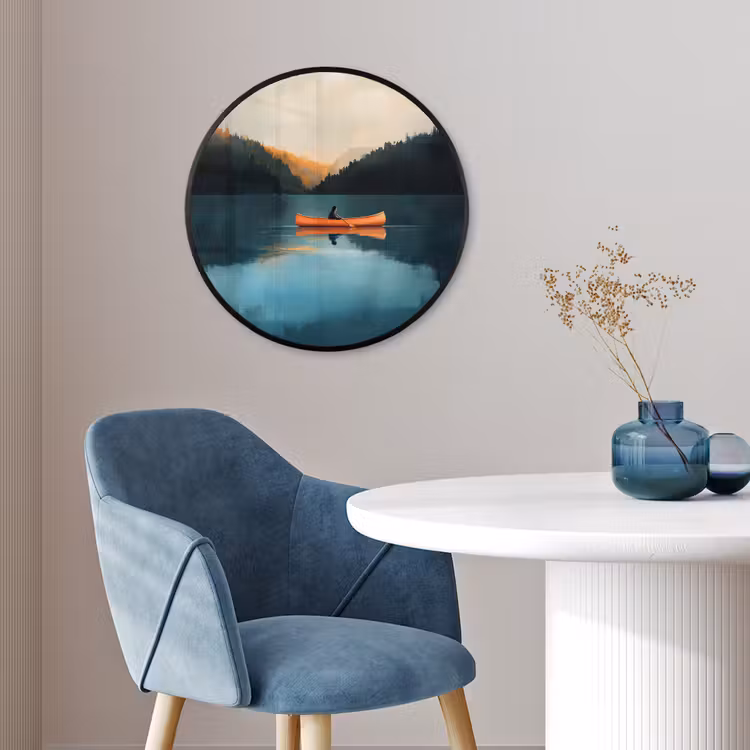 Bossen - Meer - Kano - Oranje Fotolijst rond zonder passe partout klein -sfeer2
