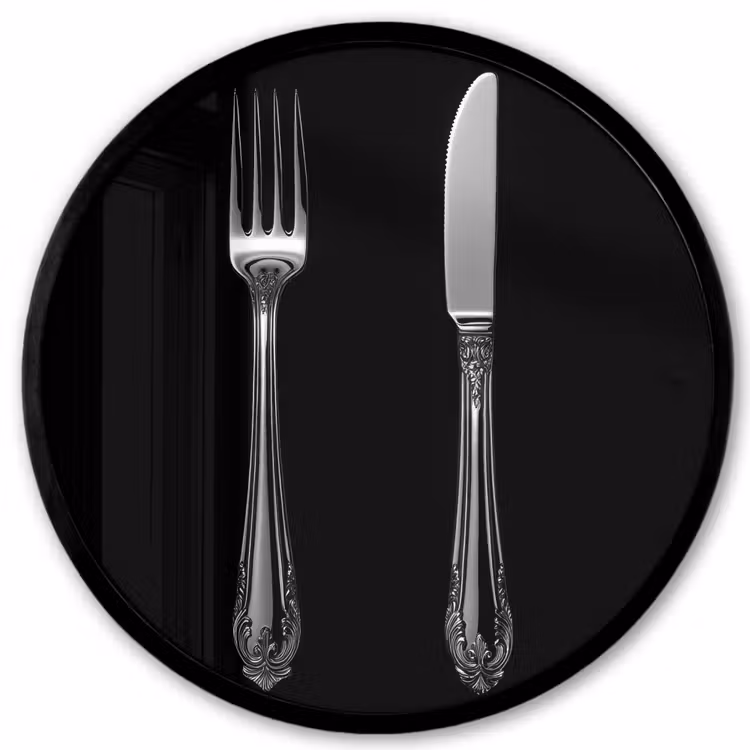 Vork - Mes - Zilver Fotolijst rond zonder passe partout klein -3d