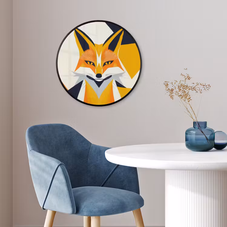 Vos - Oranje - Abstract - Driehoeken Fotolijst rond zonder passe partout klein -sfeer2