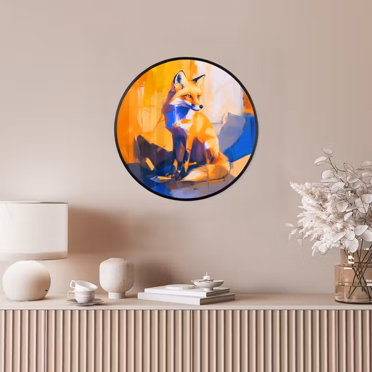 Vos - Oranje - Vormen - Abstract Fotolijst rond zonder passe partout klein -sfeer3
