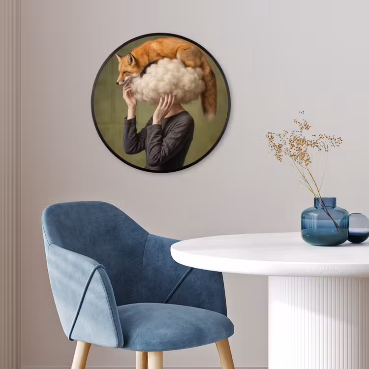 Vos - Surrealistisch - Groen Fotolijst rond zonder passe partout klein -sfeer2