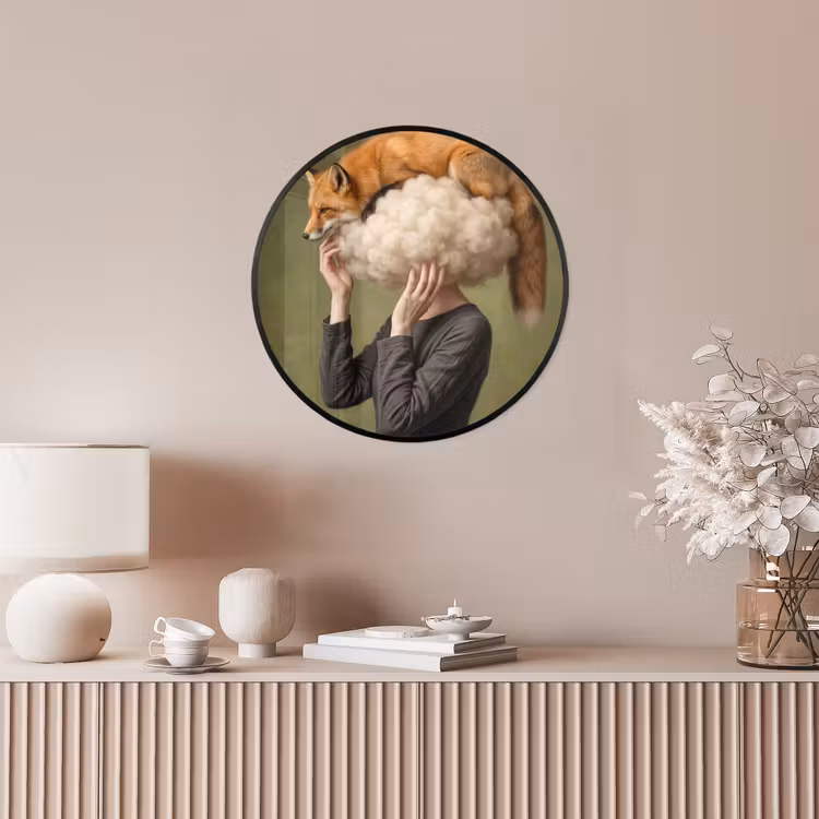Vos - Surrealistisch - Groen Fotolijst rond zonder passe partout klein -sfeer3