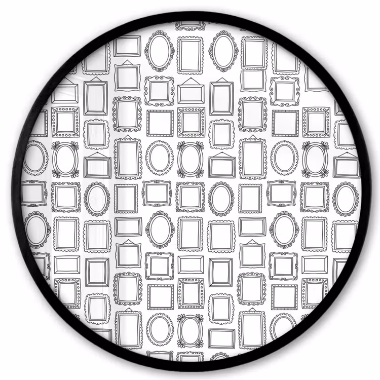 Lijsten - Patroon - Decoratie - Schets - Zwart-wit Fotolijst rond zonder passe partout klein -3d