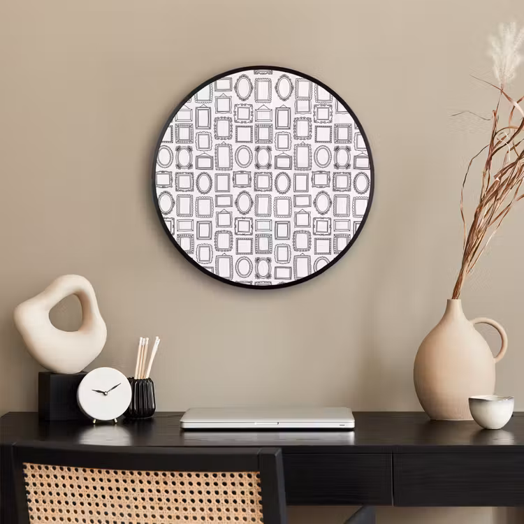 Lijsten - Patroon - Decoratie - Schets - Zwart-wit Fotolijst rond zonder passe partout klein -sfeer1