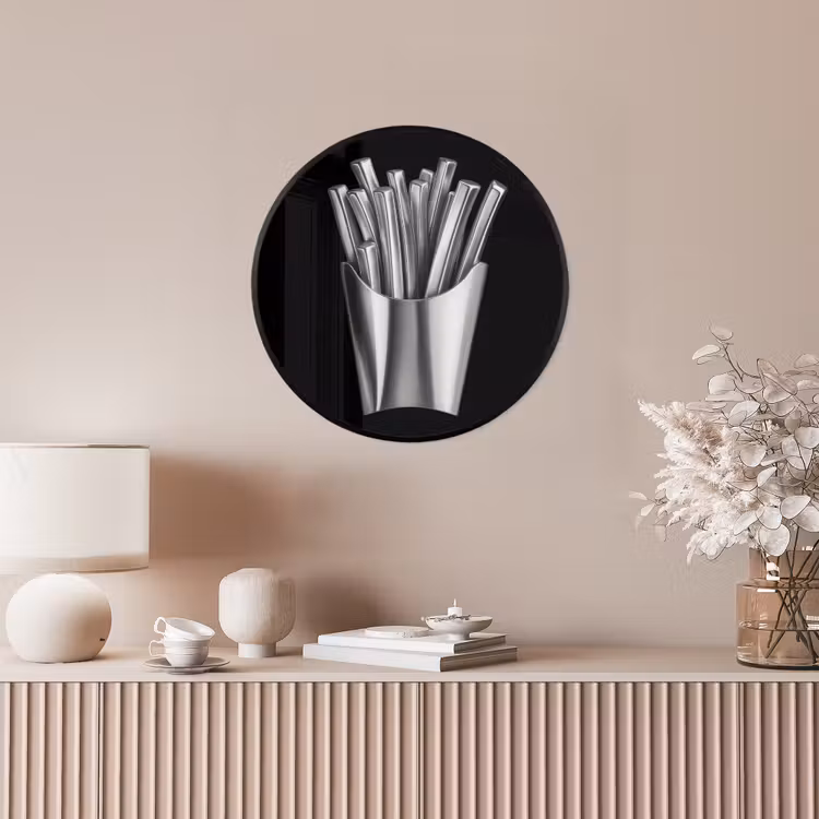 Frietjes - Futuristisch - Zilver Fotolijst rond zonder passe partout klein -sfeer3