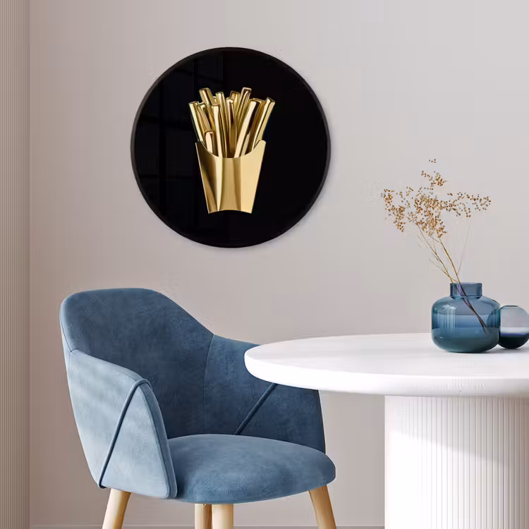 Friet - Goud - Chrome - Eten Fotolijst rond zonder passe partout klein -sfeer2