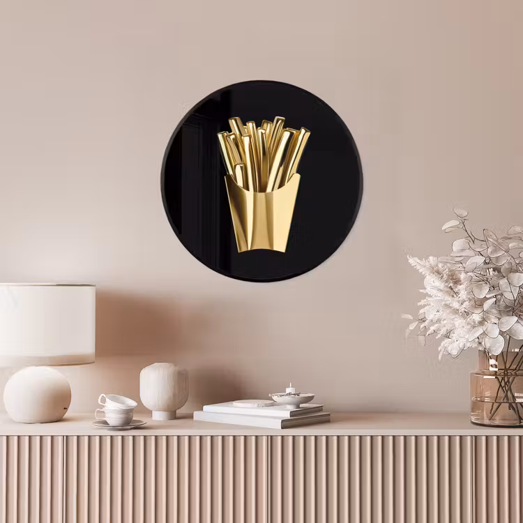 Friet - Goud - Chrome - Eten Fotolijst rond zonder passe partout klein -sfeer3