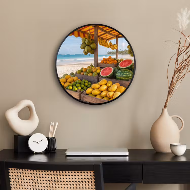 Photo Frame Round - Fruit - Beach - Tropical - Fruit - Strand - Tropisch Fotolijst rond zonder passe partout klein