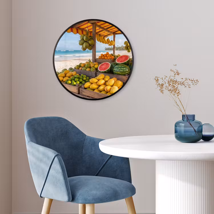 Photo Frame Round - Fruit - Beach - Tropical - Fruit - Strand - Tropisch Fotolijst rond zonder passe partout klein