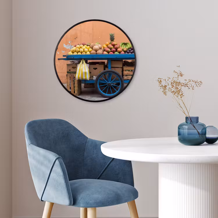 Photo Frame Round - Fruit - Cart - Street - Fruit - Kar - Straat Fotolijst rond zonder passe partout klein