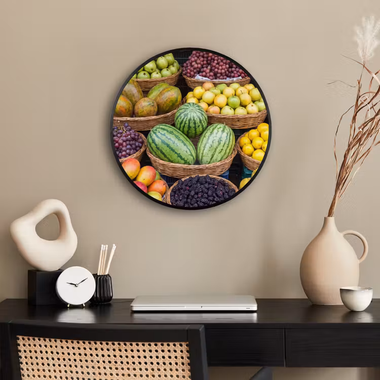 Photo Frame Round - Fruit - Market - Colorful - Fruit - Markt - Kleurrijk Fotolijst rond zonder passe partout klein