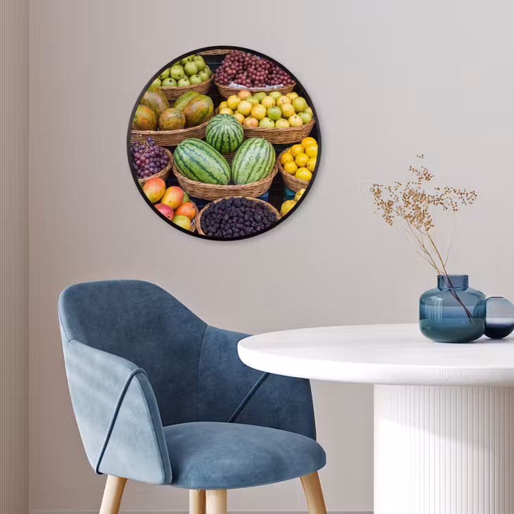 Photo Frame Round - Fruit - Market - Colorful - Fruit - Markt - Kleurrijk Fotolijst rond zonder passe partout klein