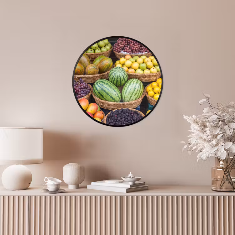 Photo Frame Round - Fruit - Market - Colorful - Fruit - Markt - Kleurrijk Fotolijst rond zonder passe partout klein