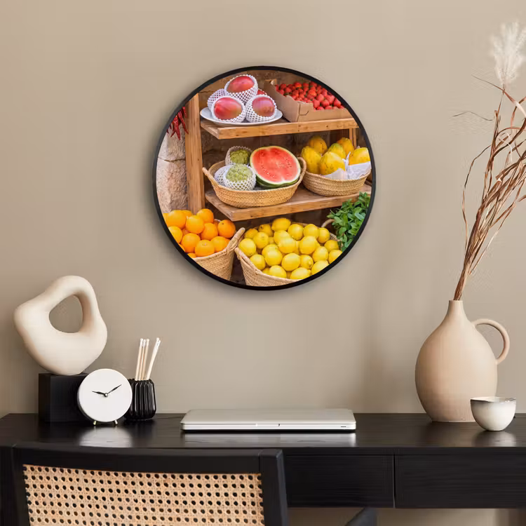 Photo Frame Round - Fruit - Market - Fresh - Fruit - Markt - Vers Fotolijst rond zonder passe partout klein