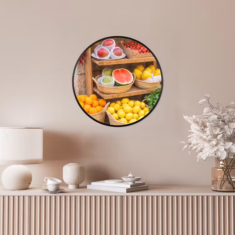 Photo Frame Round - Fruit - Market - Fresh - Fruit - Markt - Vers Fotolijst rond zonder passe partout klein