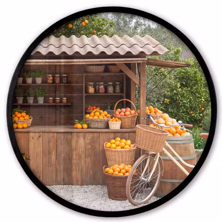 Photo Frame Round - Fruit - Market - Rural - Fruit - Markt - Landelijk Fotolijst rond zonder passe partout klein