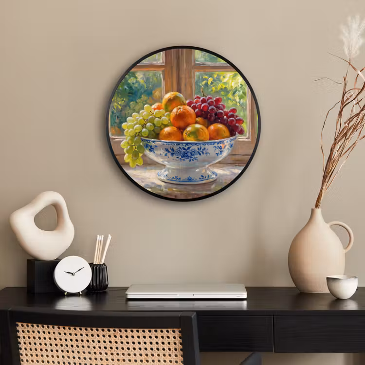 Photo Frame Round - Fruit - Windowsill - Nature - Fruit - Vensterbank - Natuur Fotolijst rond zonder passe partout klein
