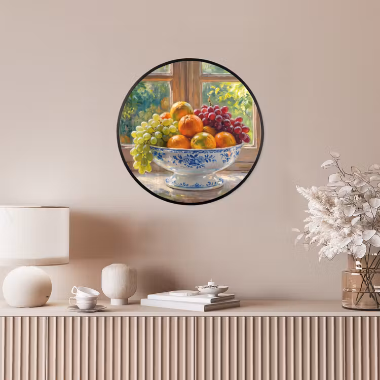 Photo Frame Round - Fruit - Windowsill - Nature - Fruit - Vensterbank - Natuur Fotolijst rond zonder passe partout klein