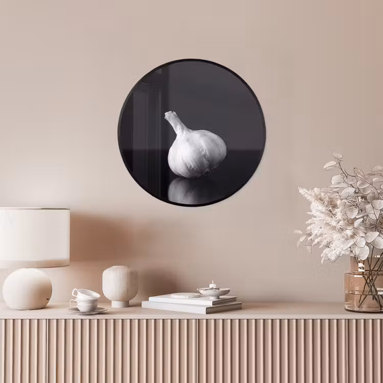 Knoflook - Zwart - Wit Fotolijst rond zonder passe partout klein -sfeer3