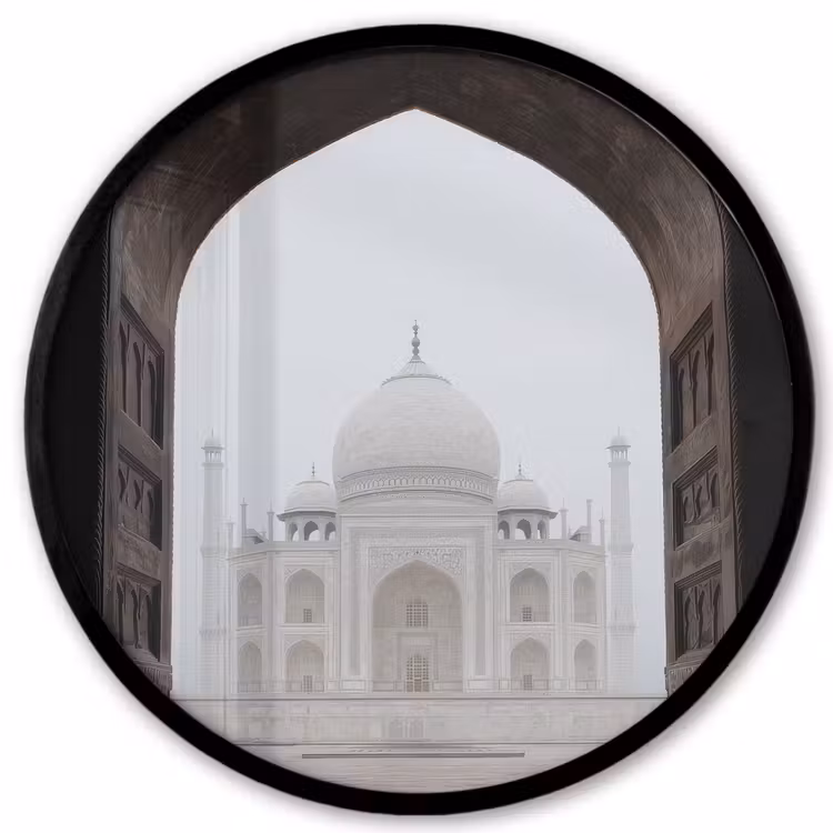 Poort - Symmetrische koepel - Minaretten - Moskee Fotolijst rond zonder passe partout klein -3d