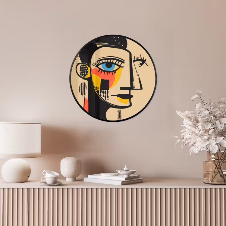 Geometrisch - Felle kleuren - Kubistische stijl Fotolijst rond zonder passe partout klein -sfeer3