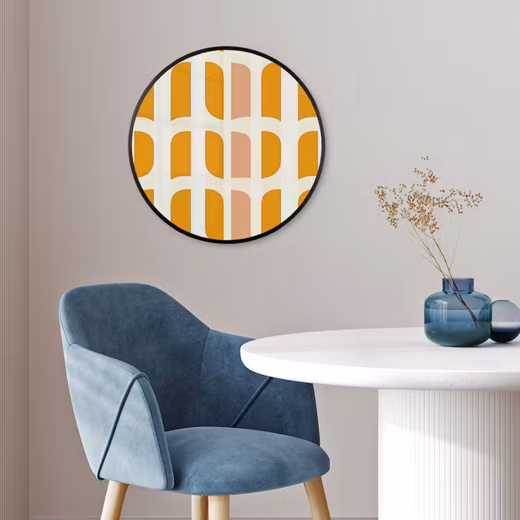Geometrisch - Patroon - Geel - Roze Fotolijst rond zonder passe partout klein 856 -sfeer2