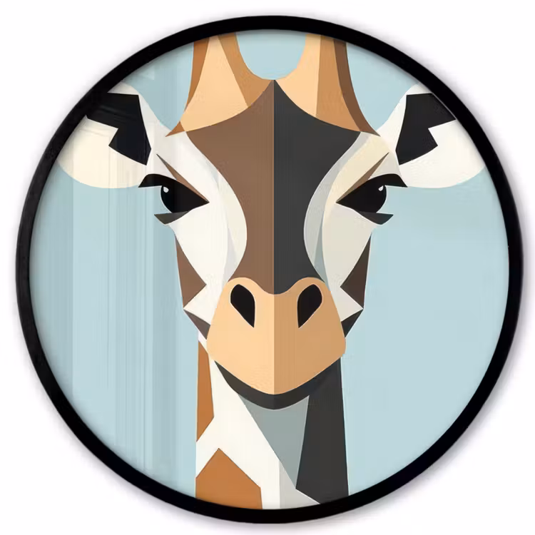 Giraffe - Illustratie - Bruin - Minimalistisch Fotolijst rond zonder passe partout klein -3d