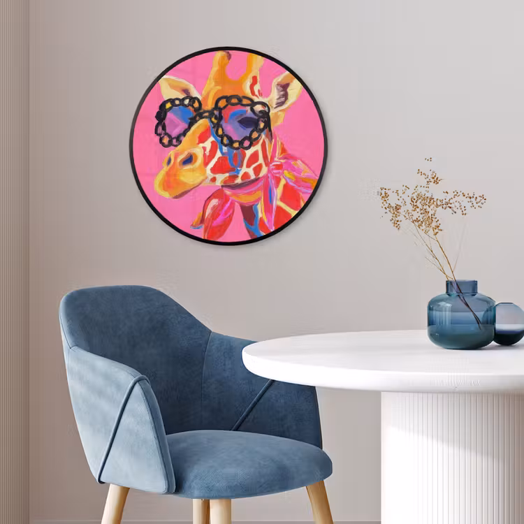 Giraf - Roze - Bril - Sjaal Fotolijst rond zonder passe partout klein -sfeer2