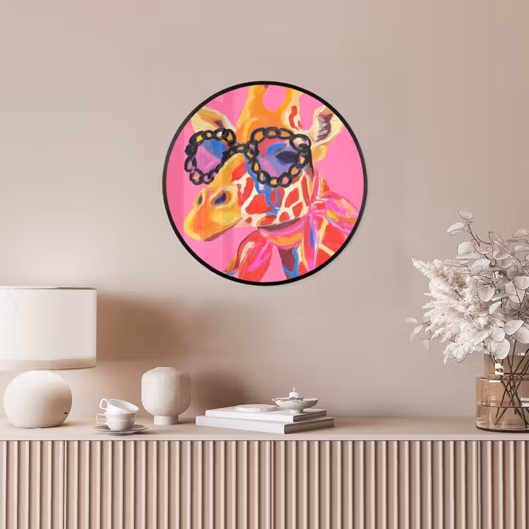 Giraf - Roze - Bril - Sjaal Fotolijst rond zonder passe partout klein -sfeer3
