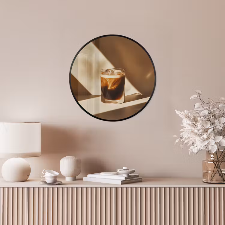 Glas - Ijskoffie - Schaduw - Bruin Fotolijst rond zonder passe partout klein -sfeer3