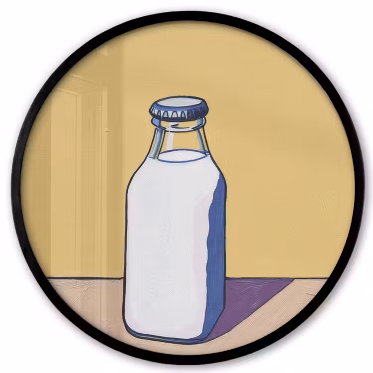 Glazen - Fles - Illustratie - Melk Fotolijst rond zonder passe partout klein -3d