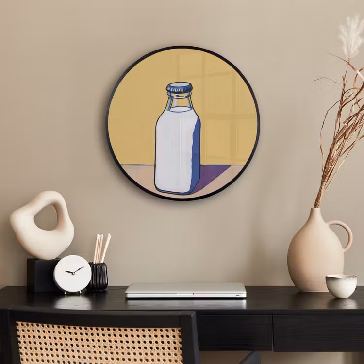 Glazen - Fles - Illustratie - Melk Fotolijst rond zonder passe partout klein -sfeer1