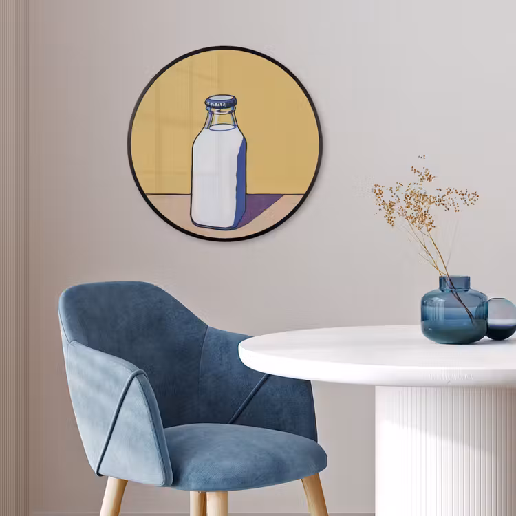 Glazen - Fles - Illustratie - Melk Fotolijst rond zonder passe partout klein -sfeer2