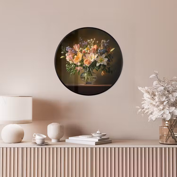 Glazen - Bloemen - Boeket - Kleuren Fotolijst rond zonder passe partout klein -sfeer3