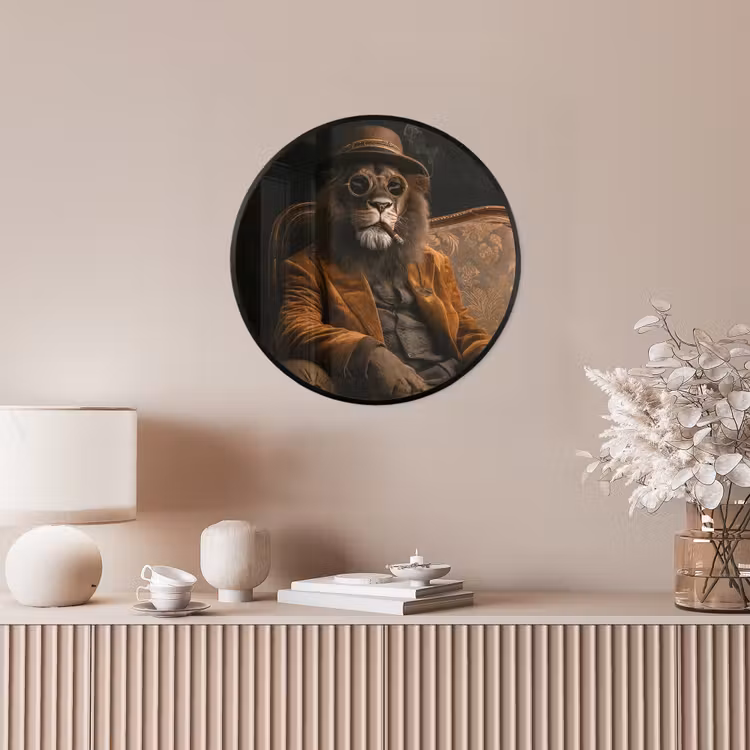 Bril - Leeuw - Bank - Hoed Fotolijst rond zonder passe partout klein -sfeer3
