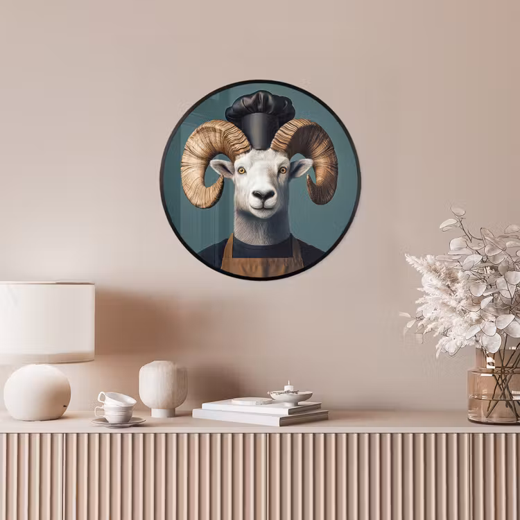 Geit - Hoorns - Kokskleding Fotolijst rond zonder passe partout klein -sfeer3