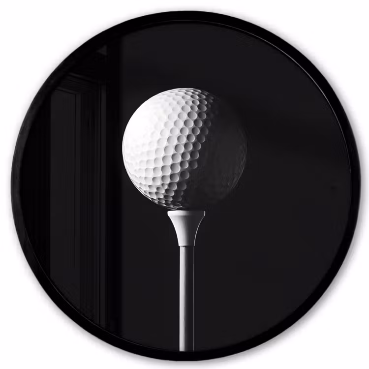 Golfbal - Minimalistisch - Wit Fotolijst rond zonder passe partout klein -3d