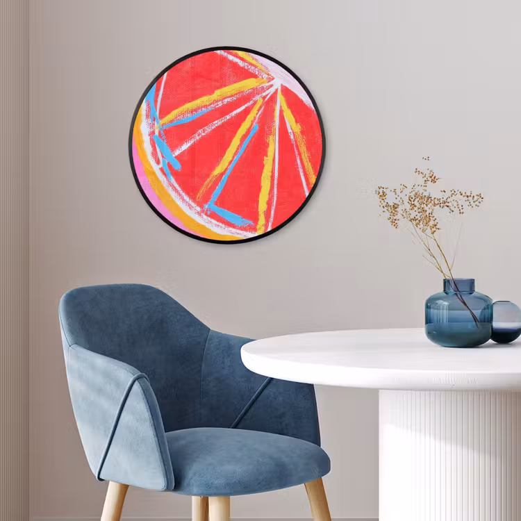 Grapefruit - Geschilderd - Roze - Strepen Fotolijst rond zonder passe partout klein -sfeer2