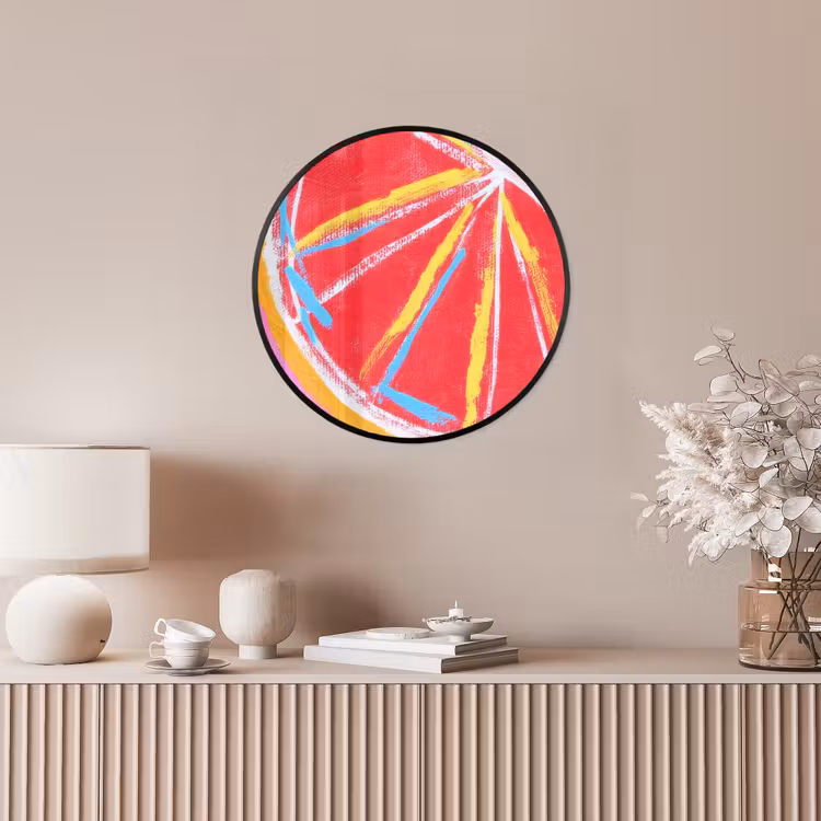 Grapefruit - Geschilderd - Roze - Strepen Fotolijst rond zonder passe partout klein -sfeer3
