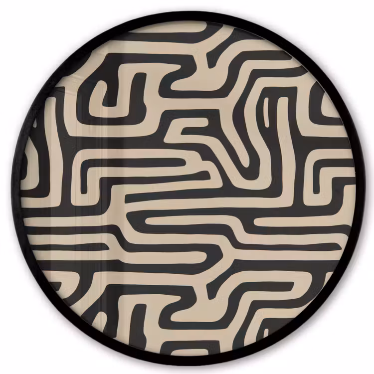 Grafisch - Lijnen - Zwart Fotolijst rond zonder passe partout klein 856 -3d