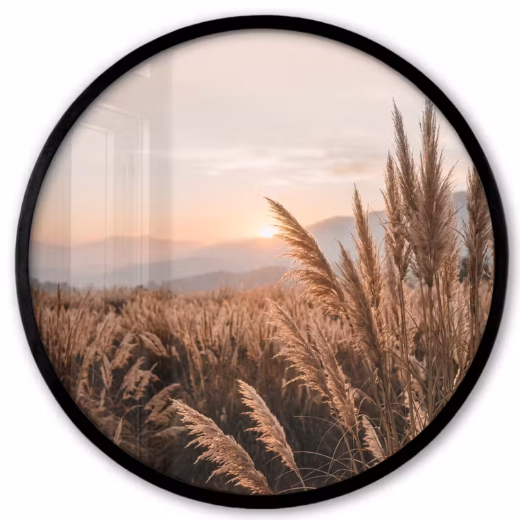 Gras - Veld - Zon - Natuur Fotolijst rond zonder passe partout klein -3d