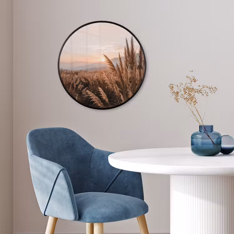 Gras - Veld - Zon - Natuur Fotolijst rond zonder passe partout klein -sfeer2