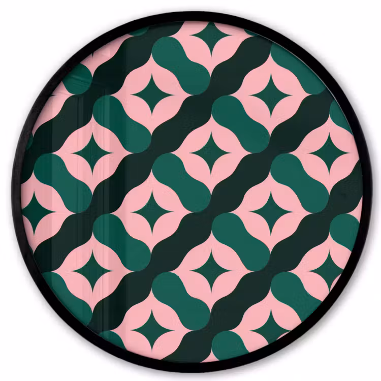 Groen - Roze - Retro - Sterren Fotolijst rond zonder passe partout klein 856 -3d