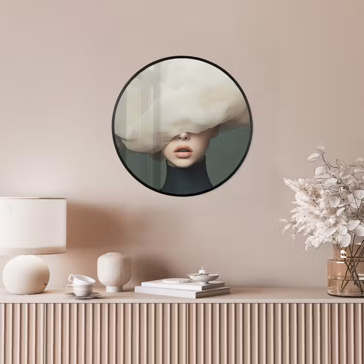 Hoed - Vrouw - Beige Fotolijst rond zonder passe partout klein -sfeer3
