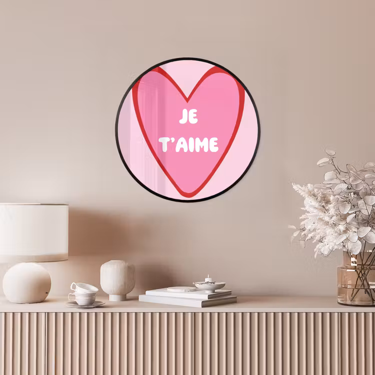 Hart - Frans - Valentijn - Roze Fotolijst rond zonder passe partout klein -sfeer3