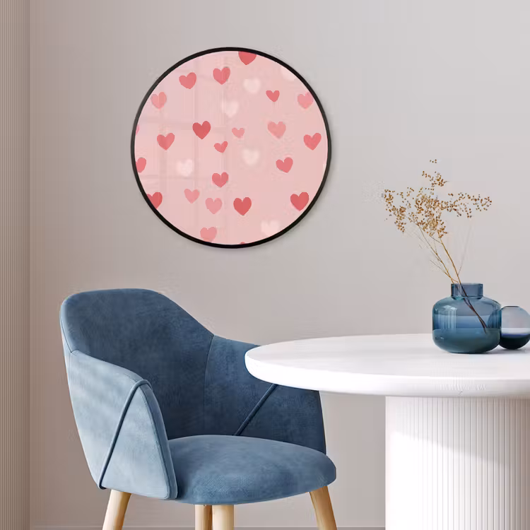 Hartjes - Patroon - Roze - Eenvoudig Fotolijst rond zonder passe partout klein -sfeer2