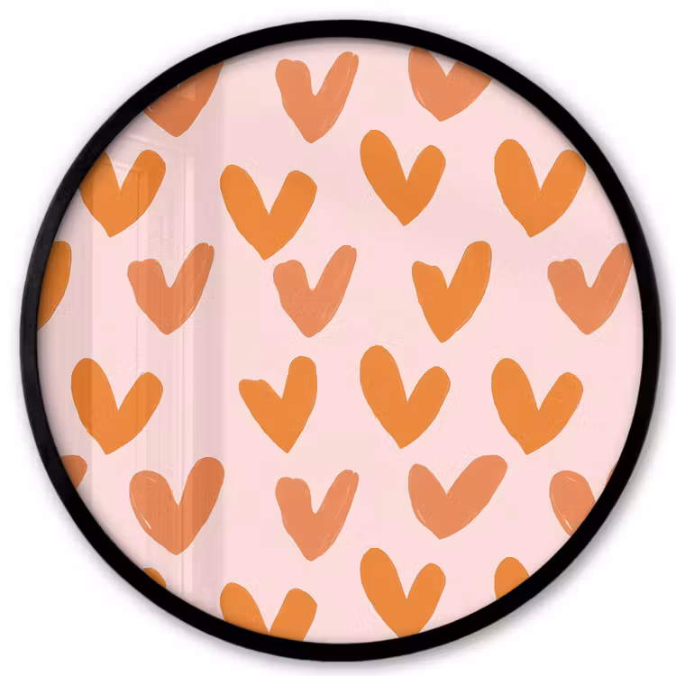 Hartjes - Getekend - Oranje Fotolijst rond zonder passe partout klein 856 -3d